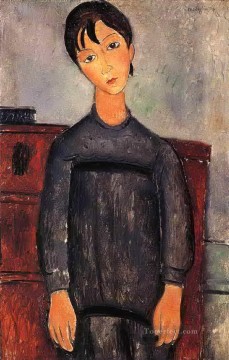Amedeo Modigliani Painting - Niña con delantal negro 1918 Amedeo Modigliani